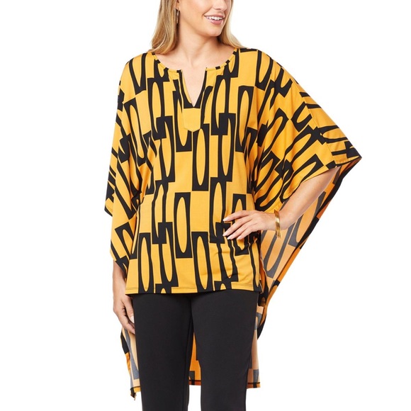 Antthony Tops - Antthony Abstract Print Hi-Low Hem Caftan